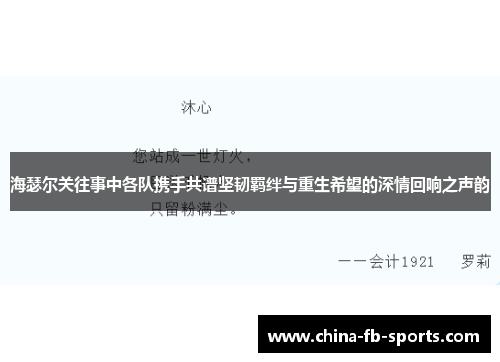 海瑟尔关往事中各队携手共谱坚韧羁绊与重生希望的深情回响之声韵